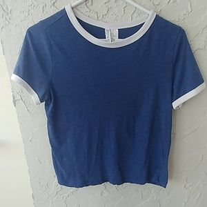 H&M, blue crop top, size M